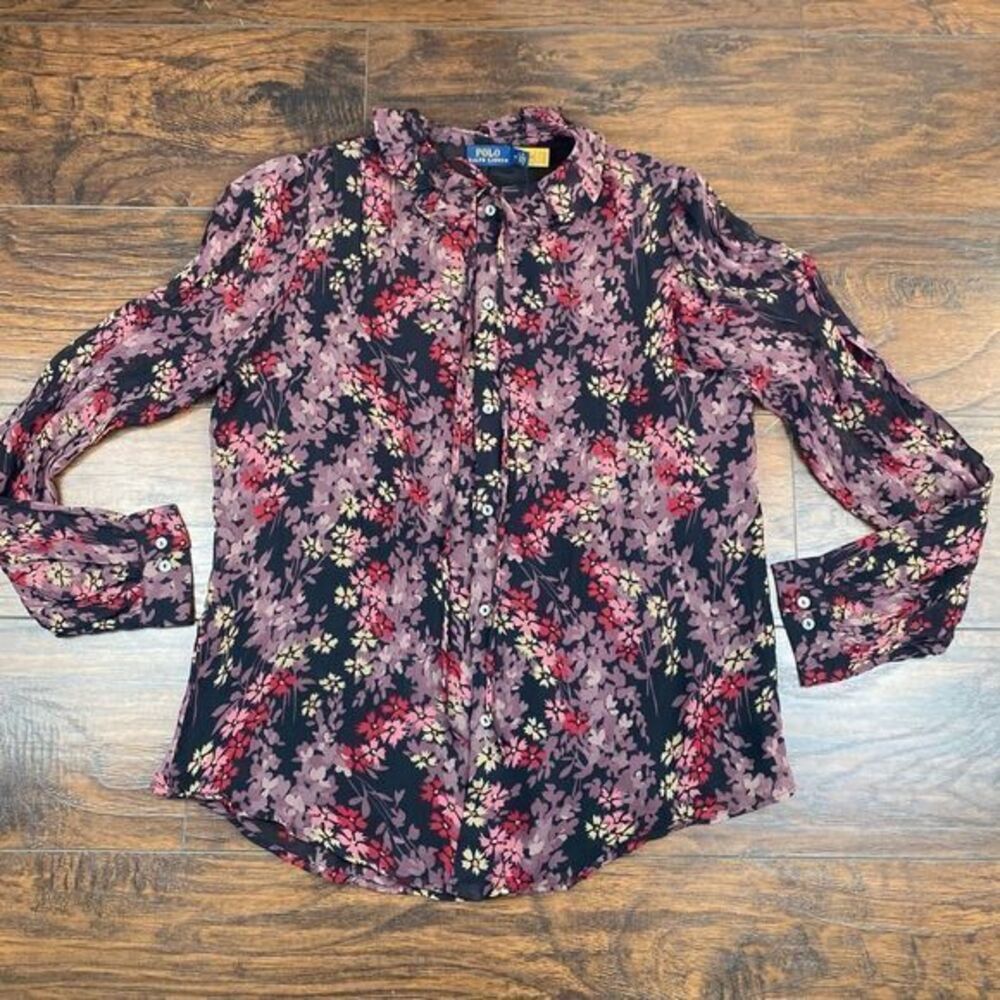 Polo Ralph Lauren  Women’s Woven Floral Tie Neck Blouse Multicolor